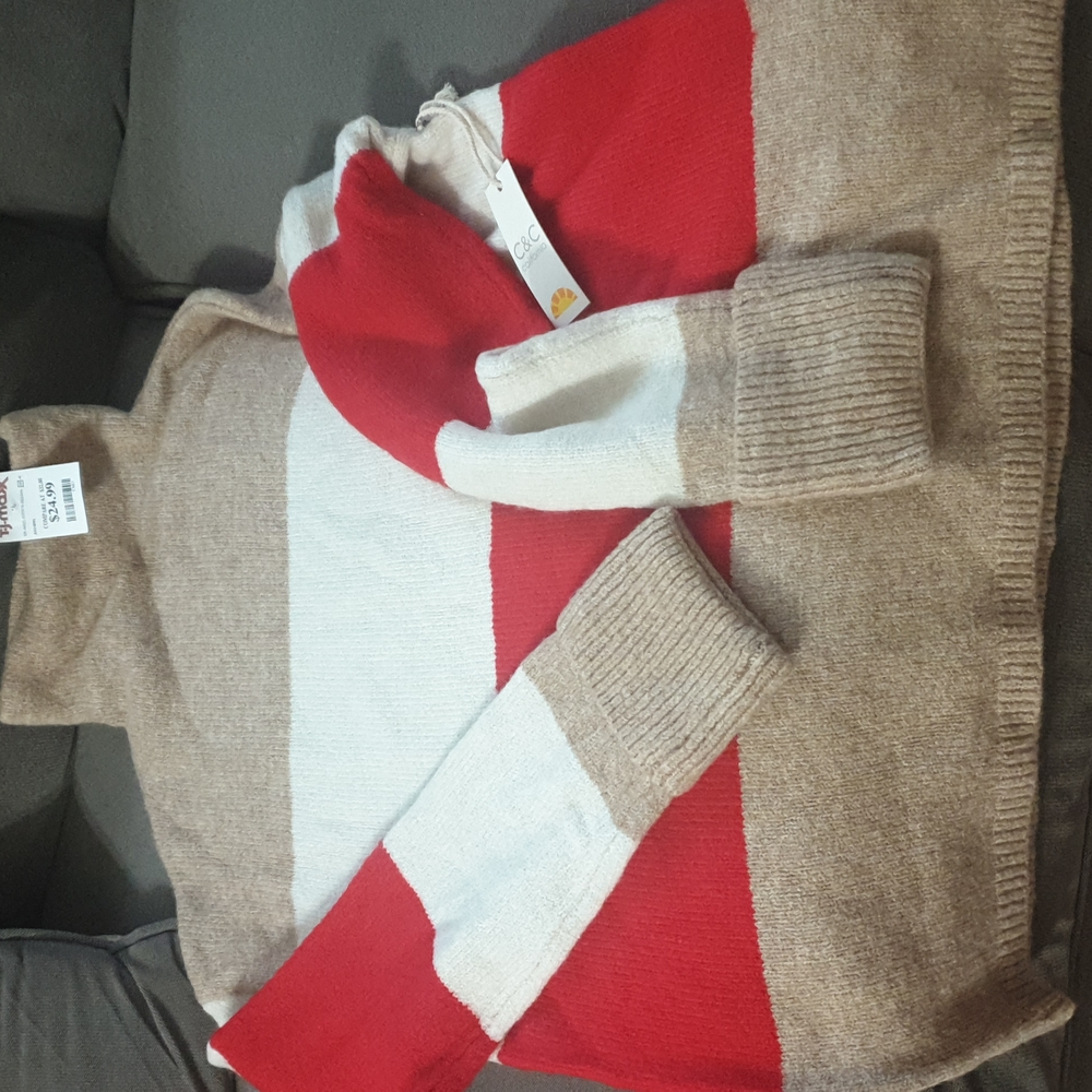 Red ,cream and beige sweater!